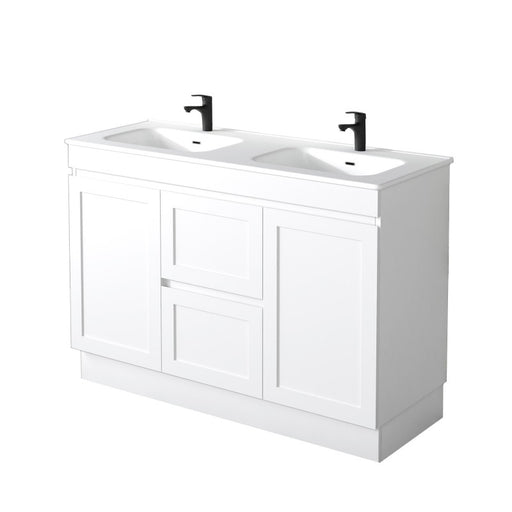 Miami 1200 Double Matte White Vanity With Kickboard - Acqua Bathrooms