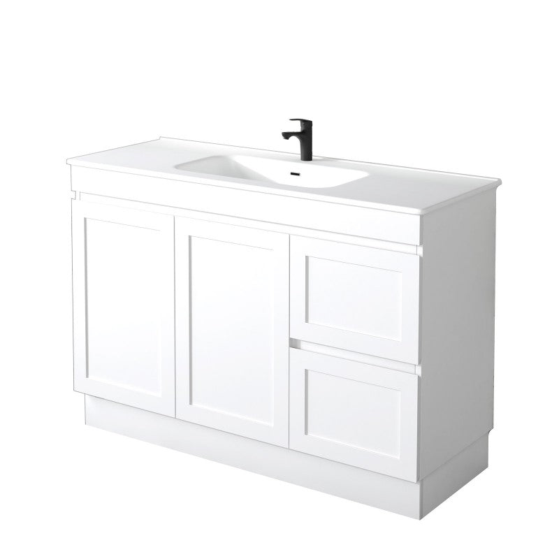 Miami 1200 Matte White Vanity With Kickboard - Acqua Bathrooms