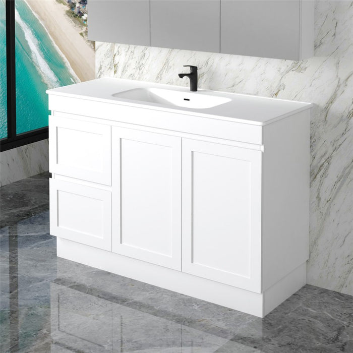 Miami 1200 Matte White Vanity With Kickboard - Acqua Bathrooms