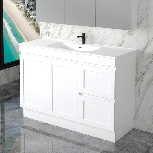 Miami 1200 Matte White Vanity With Kickboard - Acqua Bathrooms
