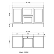 Miami 1200 Double Matte White Vanity With Kickboard - Acqua Bathrooms