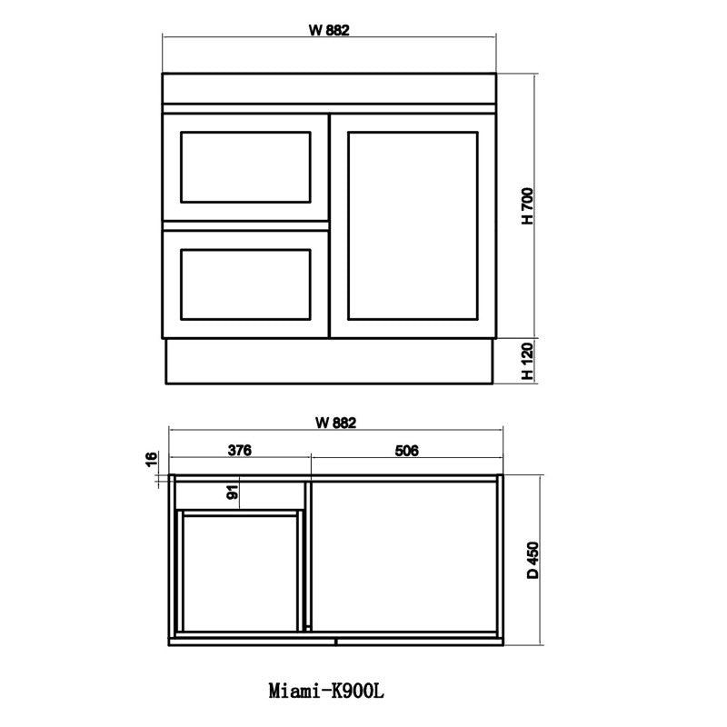 Miami 900 Matte White Vanity With Kickboard - Acqua Bathrooms