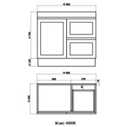 Miami 900 Matte White Vanity With Kickboard - Acqua Bathrooms