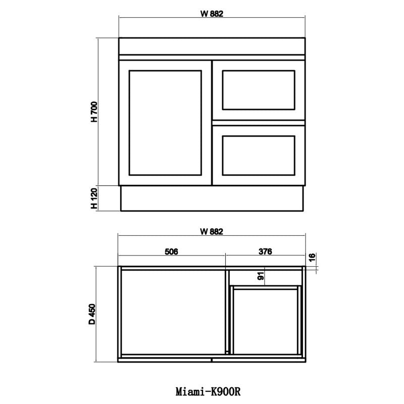 Miami 900 Matte White Vanity With Kickboard - Acqua Bathrooms