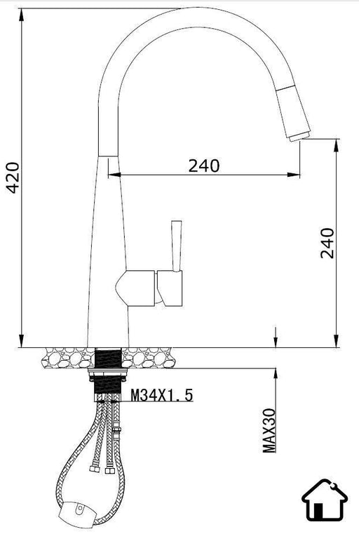 Kasper Chrome Pull Out Kitchen Mixer - Acqua Bathrooms