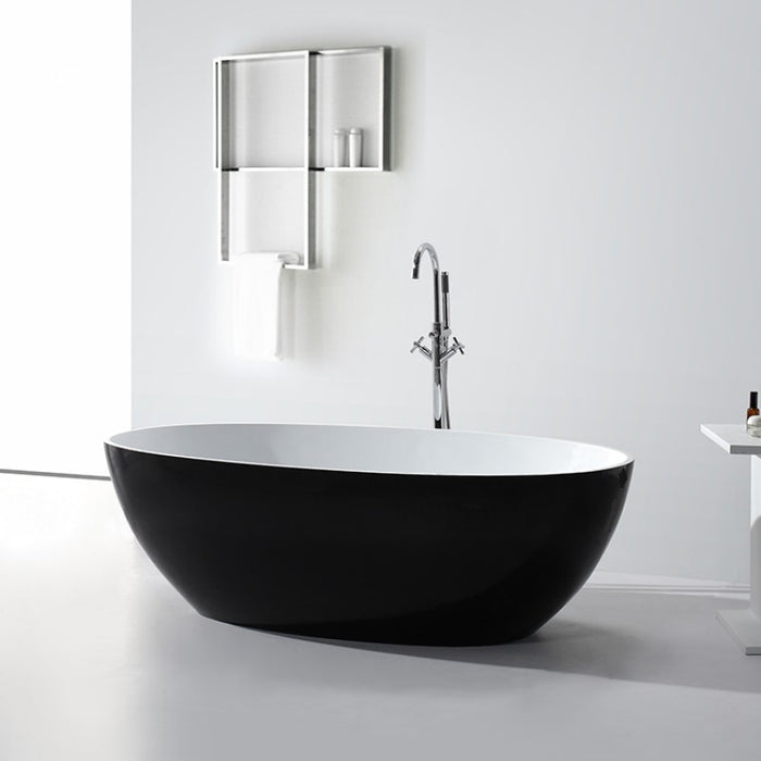 ﻿Stella 1700 Matte Black Round Freestanding Bathtub - Acqua Bathrooms