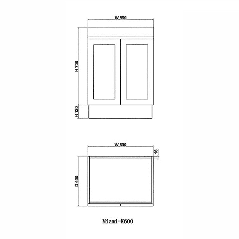 Miami 600 Matte White Vanity With Kickboard - Acqua Bathrooms