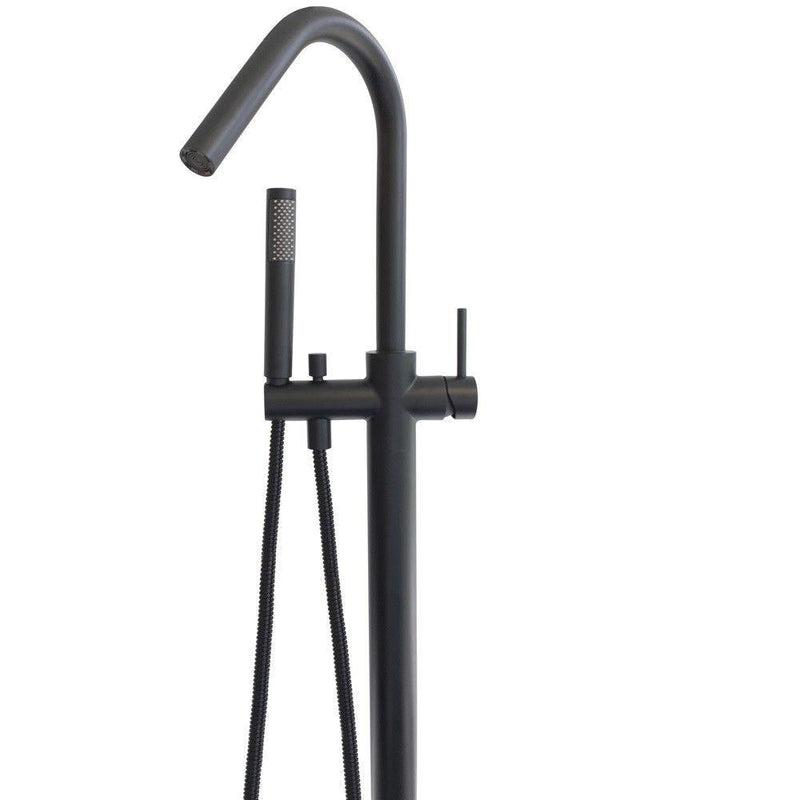 Black Round Freestanding Multifunction Bath Spout - Acqua Bathrooms