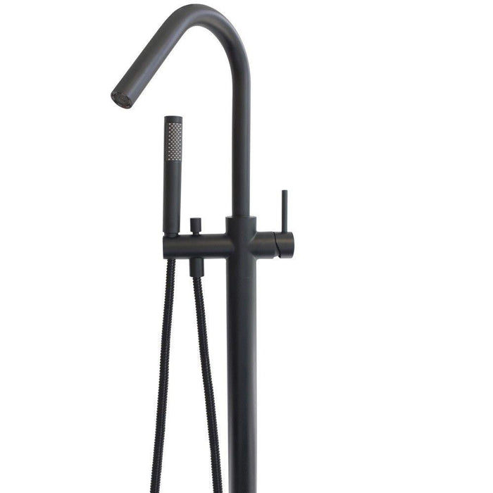 Black Round Freestanding Multifunction Bath Spout - Acqua Bathrooms