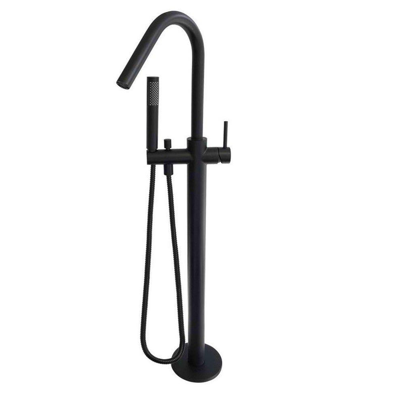 Black Round Freestanding Multifunction Bath Spout - Acqua Bathrooms