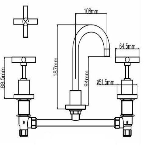 Cremona Crossed Basin Tap Set - Acqua Bathrooms