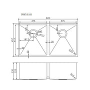 820 x 457 x 230 mm Kitchen Sink - Acqua Bathrooms