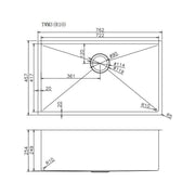 762 x 457 x 254 mm Kitchen Sink - Acqua Bathrooms