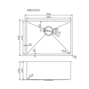 600 x 450 x 230 mm Kitchen Sink - Acqua Bathrooms