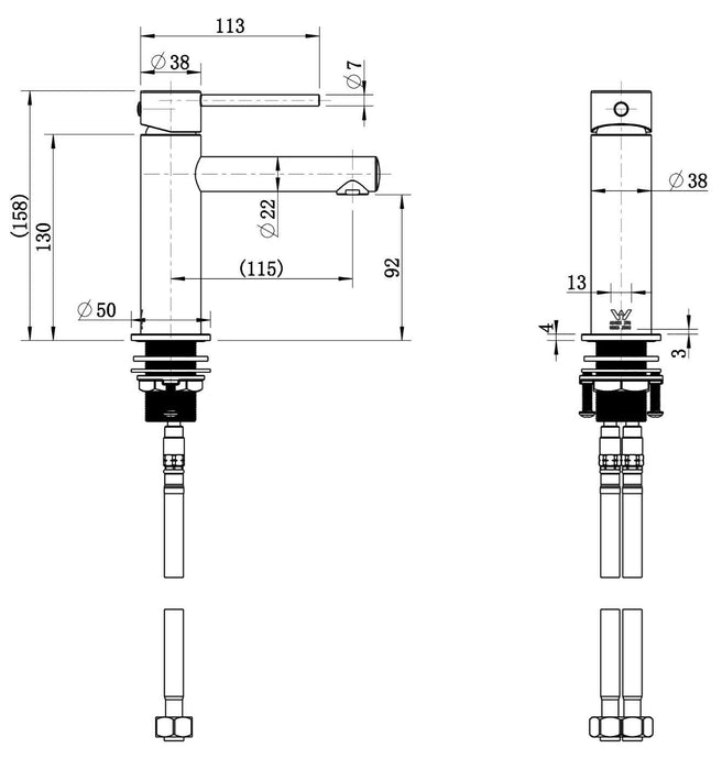 Star Mini Gun Metal Grey Basin Mixer - Acqua Bathrooms