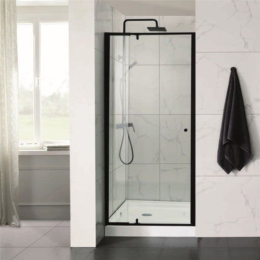 700-1520 mm Wall to Wall Black Pivot Shower Screen - Acqua Bathrooms