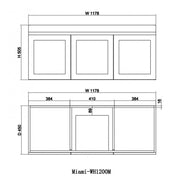 Miami 1200 Double Matte White Wall Hung Vanity - Acqua Bathrooms