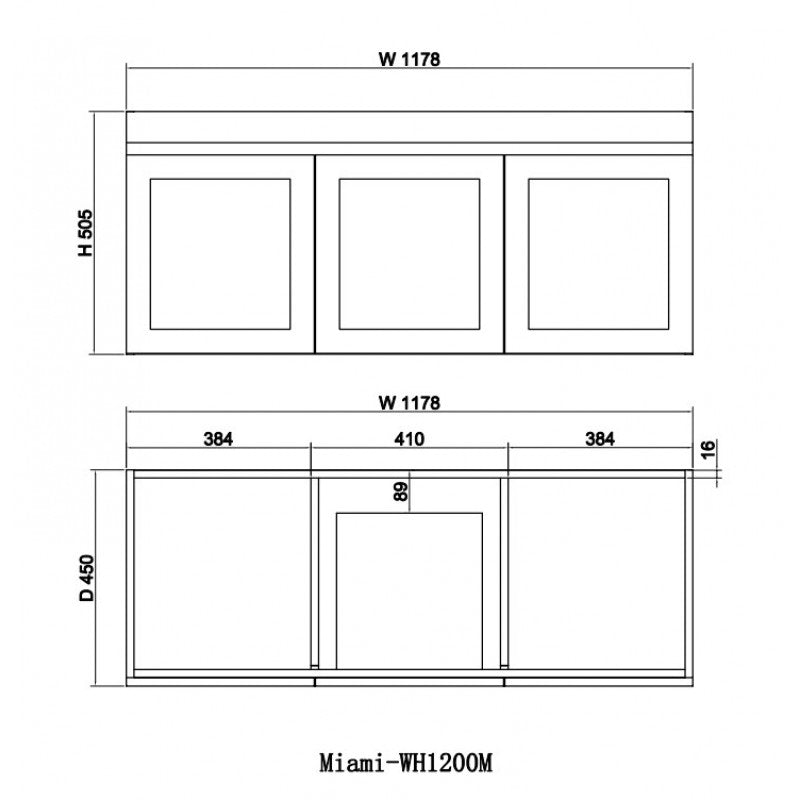 Miami 1200 Double Matte White Wall Hung Vanity - Acqua Bathrooms