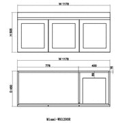 Miami 1200 Matte White Wall Hung Vanity - Acqua Bathrooms