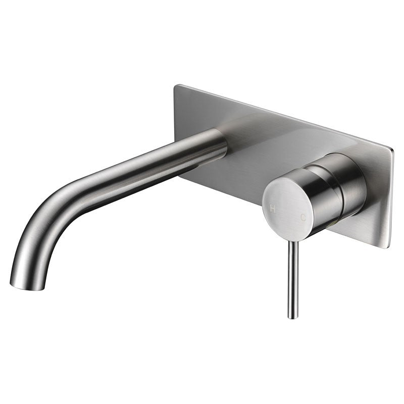 Ikon Hali Brushed Nickel Wall Basin Mixer/Bath Spout - Acqua Bathrooms