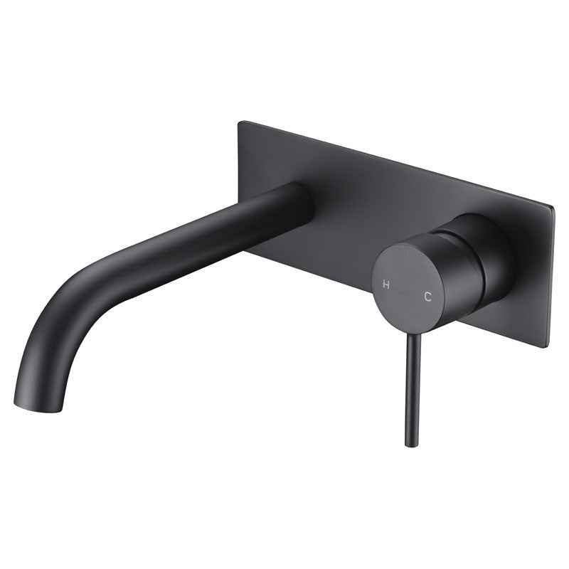 Ikon Hali Black Wall Basin Mixer/Bath Spout - Acqua Bathrooms