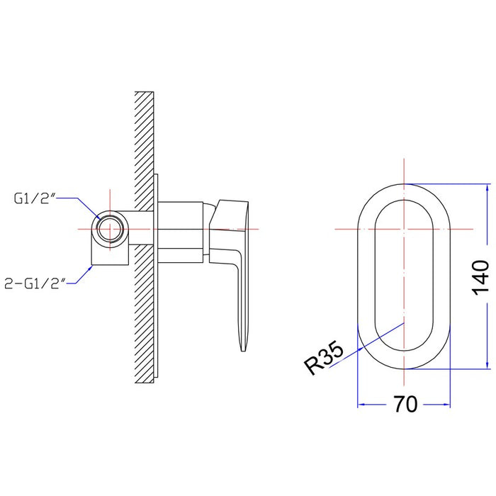 Cora Matte Black Wall Mixer - Acqua Bathrooms